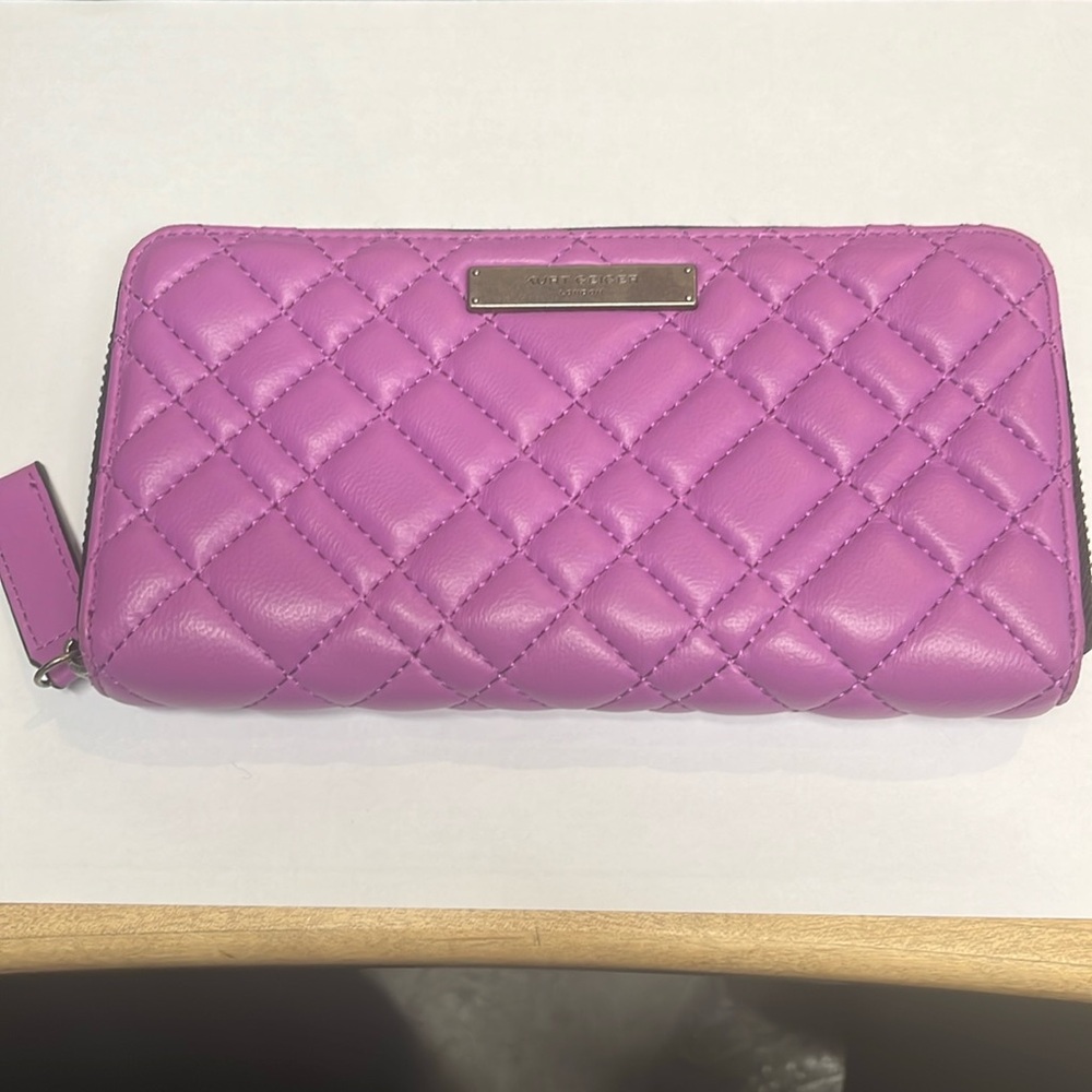 Kurt Geiger purple diamond quilted zipper long wallet